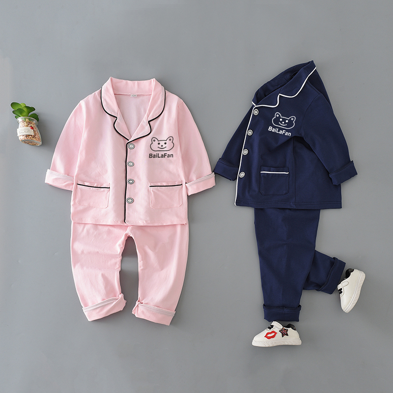 Child Pyjamas Boy Baby Pure Cotton Long Sleeve Spring Autumn Clothing Boy Little Girl Full Cotton Home Wear Thin Suit Casual