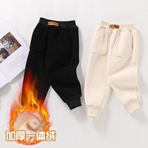 Childrens chenille pants autumn new girls casual pants foreign boys thick pants wear autumn and winter plus velvet pants