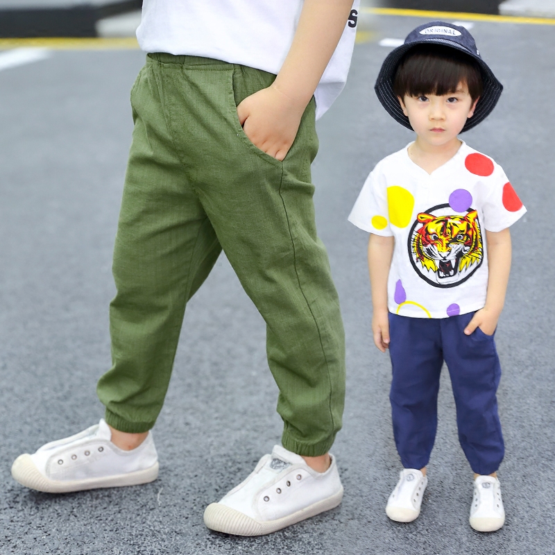 Boy cotton linen pants 3 anti-mosquito pants summer 2020 new 6-year-old children 5 baby loose lantern trousers 4 thin fashion