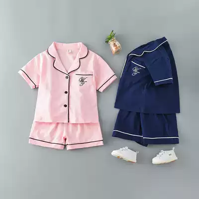 Children's pajamas summer boys thin short-sleeved cotton set for children and girls baby autumn cotton home wear