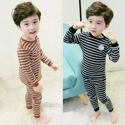 Children's long-sleeved pajamas cotton spring and autumn boys air-conditioned clothing for children and girls autumn thin home clothes set