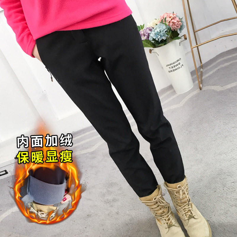 Outdoor soft shell pants autumn winter waterproof windproof abrasion resistant hiking pants male elastic display slim warm and warm and velvety pants punching pants women