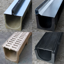 Finished stainless steel linear drain U-groove outdoor thickened sewer smc Resin drain grille cover
