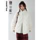 CHANT90 White Duck Down Jacket Women's Winter's Mid-Length Thick Warm Diamond Embossed Jacket Stand-up Collar Loose