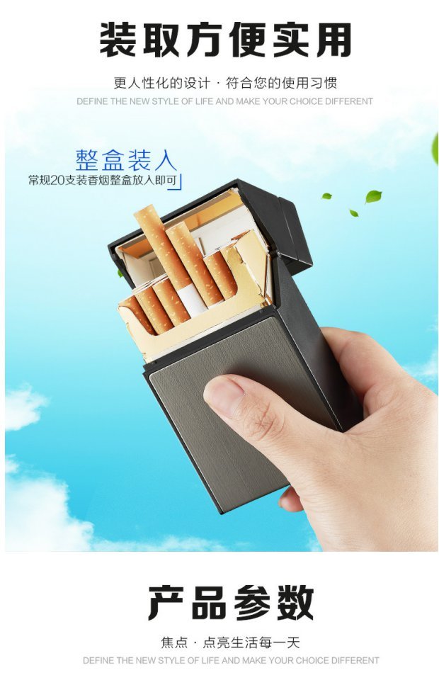 Tập trung 20 gói thuốc lá nhẹ hơn thuốc lá nhôm Hộp thuốc lá chống áp suất sạc hộp thuốc lá nhẹ Quà tặng nam - Bật lửa hột quẹt bật lửa