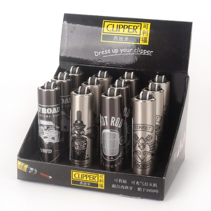Máy kim loại Tây Ban Nha CLIPPER Coffey Light Passion Road Bơm hơi đá lửa Sáng tạo bật lửa điện