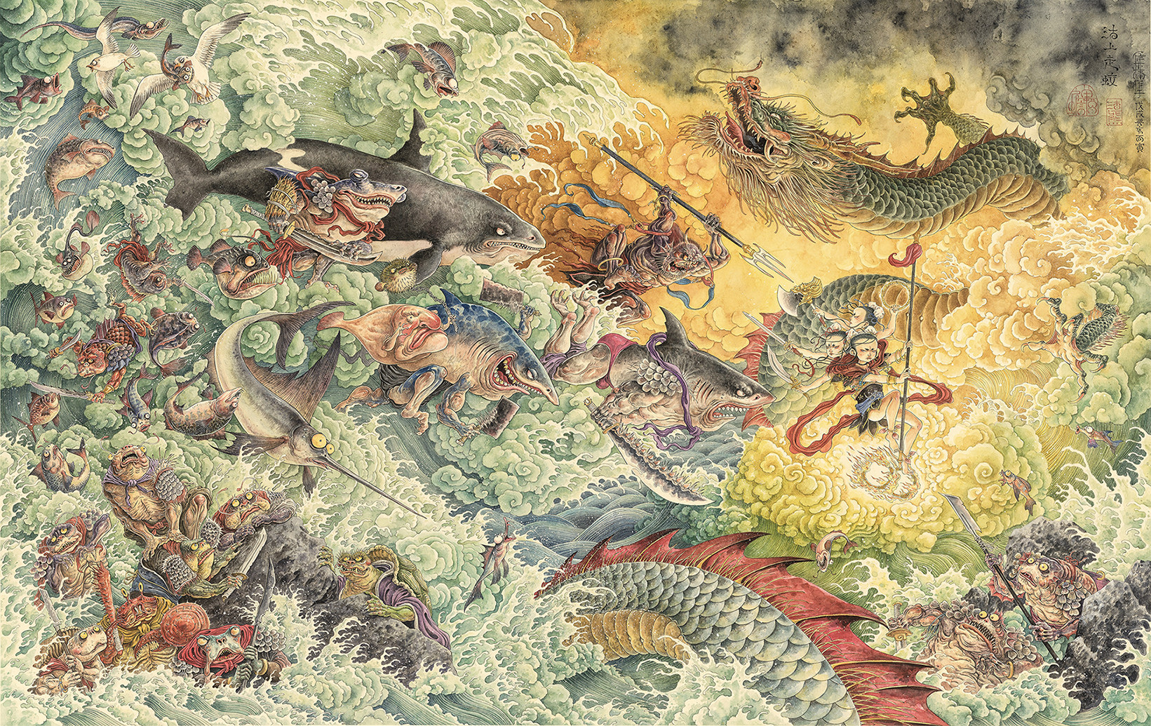 Big scum bear original works Zen Chan Chan, office home copy art decoration painting on the rice paper no frame