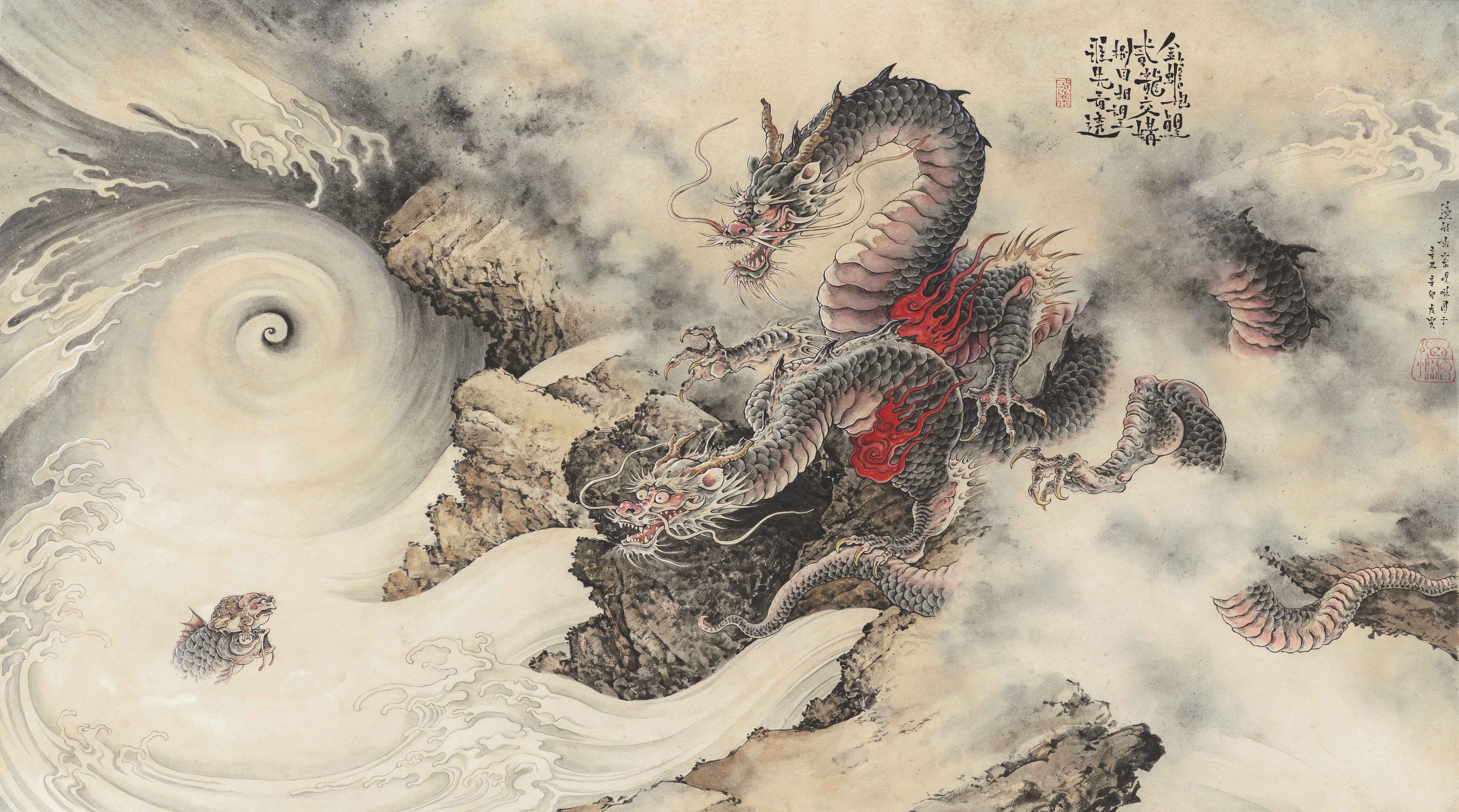 Scum Bear Original Zen Toad Family Office Art Microspray Decoration Painting Erlong Hey Photos Xuxuan Paper No Frame