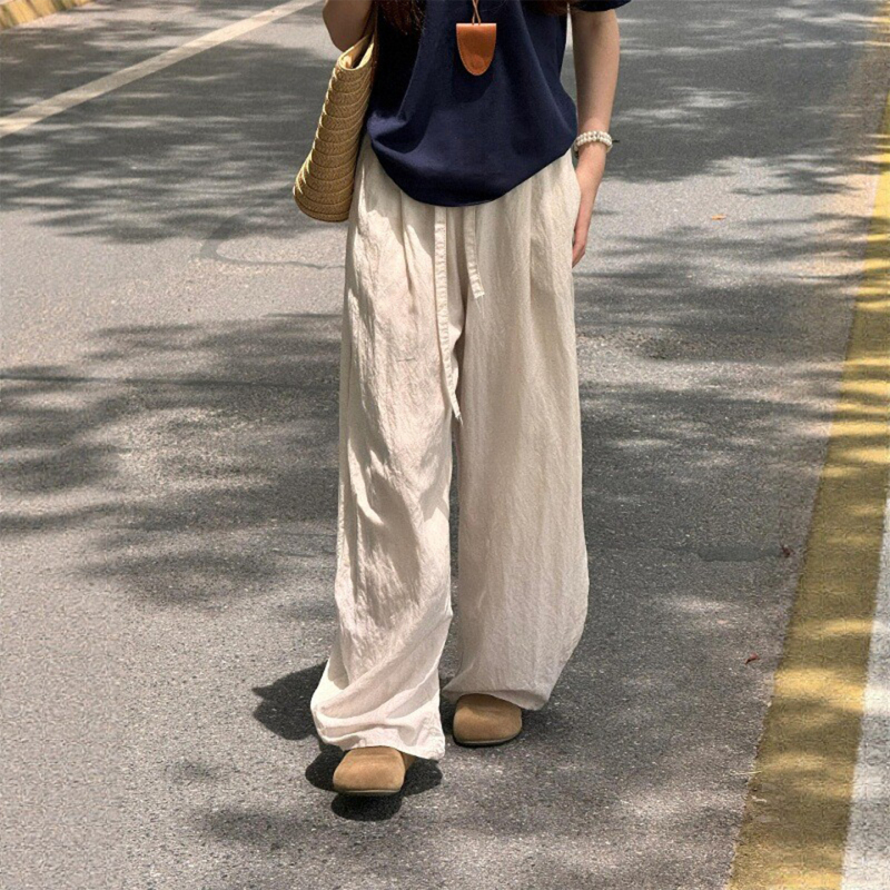 Tencel Linen Wide-Leg Pants for Women 2026 Summer Thin Style Plus Size Loose Slimming Scimitar Pants Large Size Cotton Linen Casual Pants Tencel Linen Wide-Leg Pants for Women 2026 Summer Thin Style Plus Size Loose Slimming Scimitar Pants Large Size Cotton Linen Casual Pants