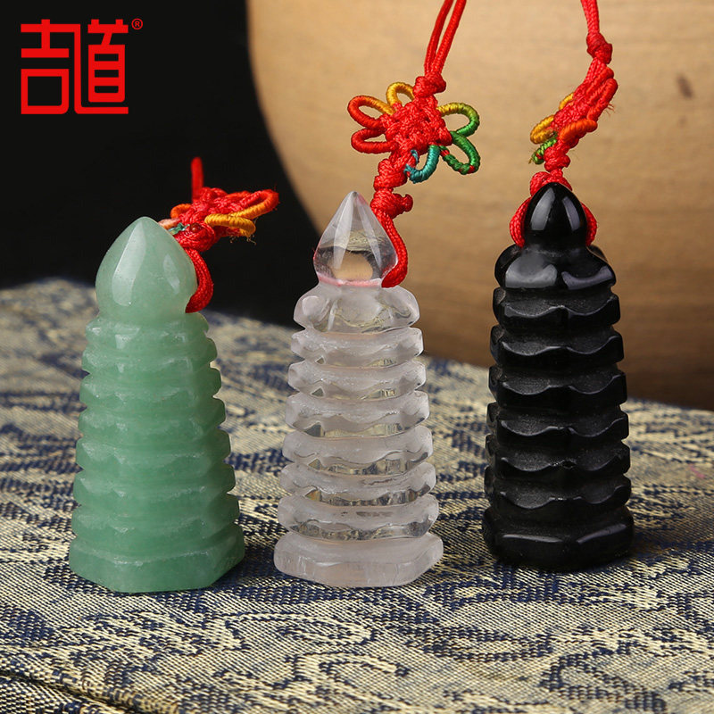 Guidau White Crystal Wenchang Tower pendants Dongling jade Wenchang Tower mobile phone hanging rope Black Yao Wenchang Tower hanging decoration