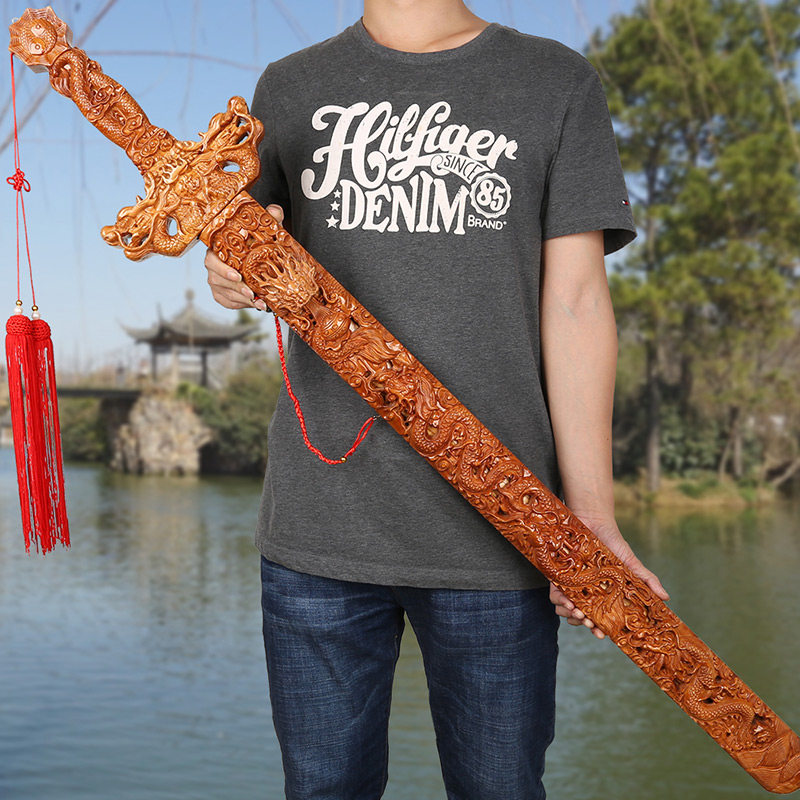 Ji Dao authentic Feicheng peach wood sword Taoist props wood carving pendant craft gift decoration peach wood sword decoration