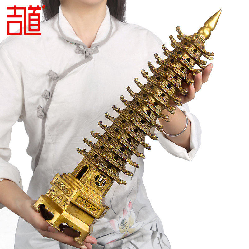 Guitu copper Wenchang Tower 9 floors thirteen layers Wenchang Tower Swaying Pieces Desk Book Room Desk Study Table Hem-Taobao