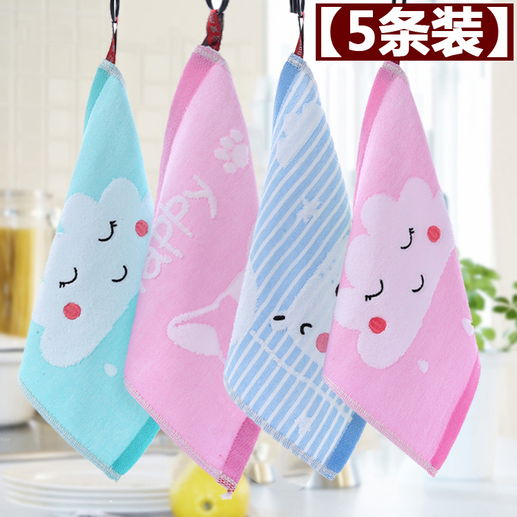 Pure cotton children small towels newborn baby baby wash face small 4-square towels male and female hanging water not falling off hair soft