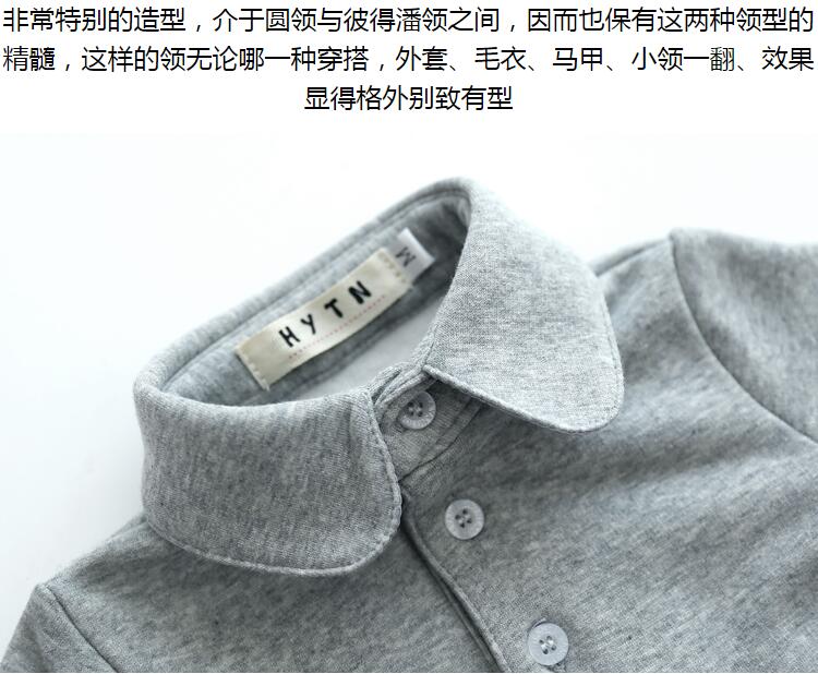 Áo sơ mi bé gái cotton cộng với nhung bé sơ mi trắng trẻ em ve áo chạm đáy áo thun dài tay cho bé mùa thu dày quần áo bé gái