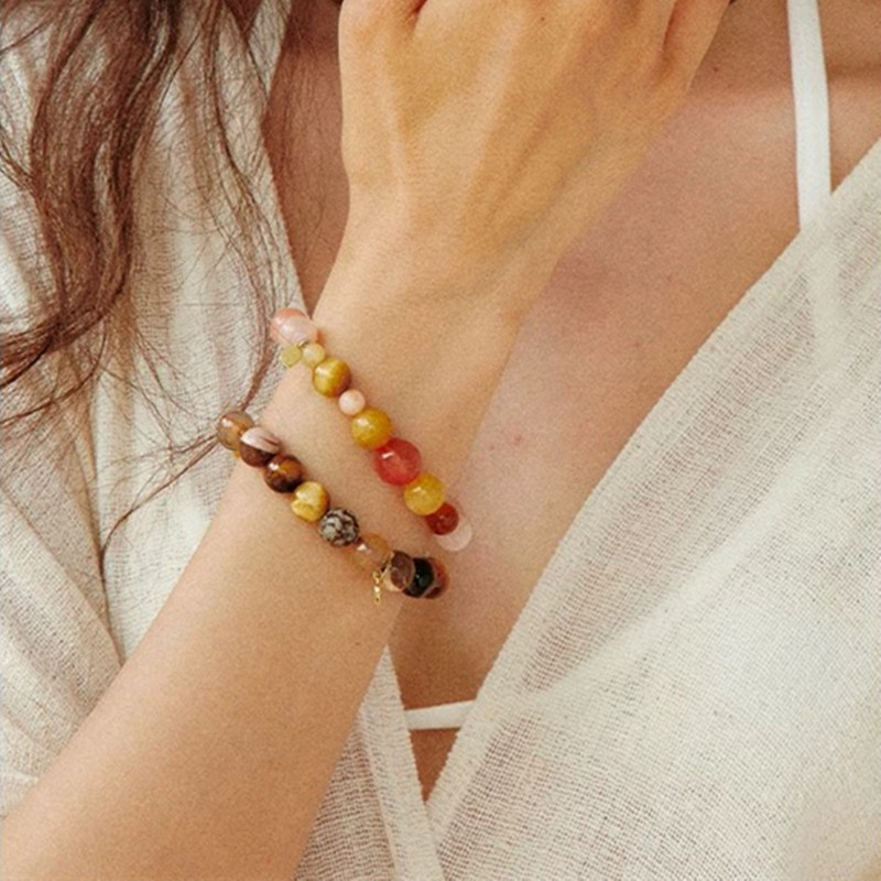 C H H Design Qi Wei's Same Style High-End Niche New Natural Stone Colorful Beaded Bracelet, Fashionable and Simple C H H Design Qi Wei's Same Style High-End Niche New Natural Stone Colorful Beaded Bracelet, Fashionable and Simple