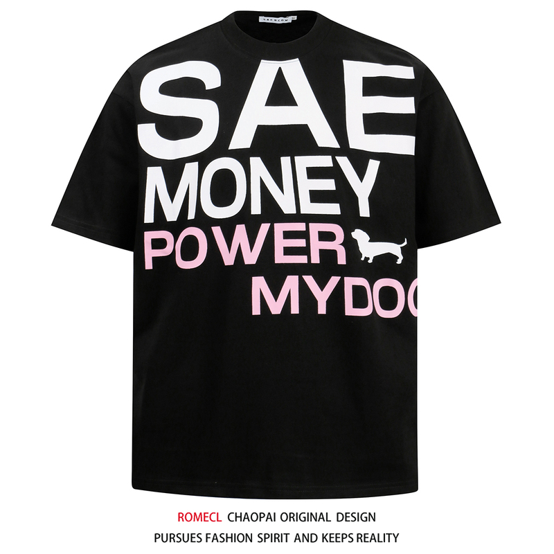 Soyy Summer Commuting American High Street Style Letter Print Pure Cotton Short-Sleeved T-Shirt for Men and Women Couples Trendy Brand Half-Sleeve Trendy