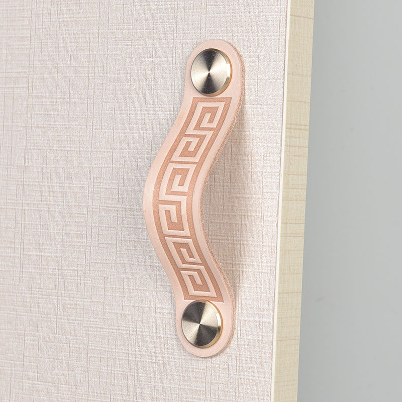 Leather handle Nordic ins drawer whole cabinet door wardrobe first layer cowhide children's anti-collision leather leather door handle