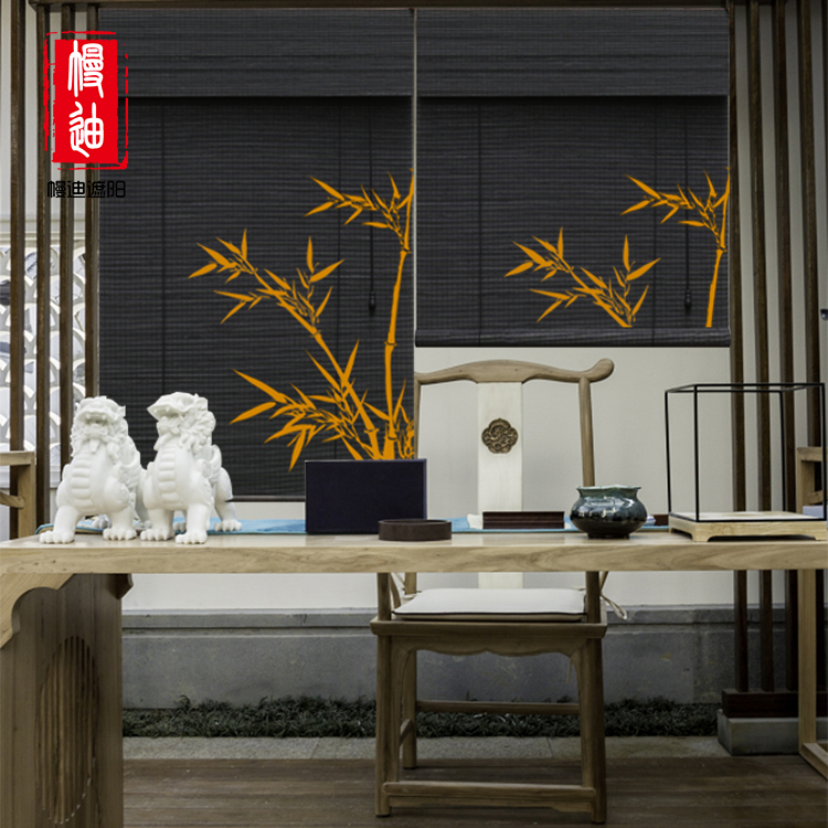 Printing meditation of golden lotus bamboo curtain curtain Buddha shading decorated tatami medium - Japanese - style painting curtain