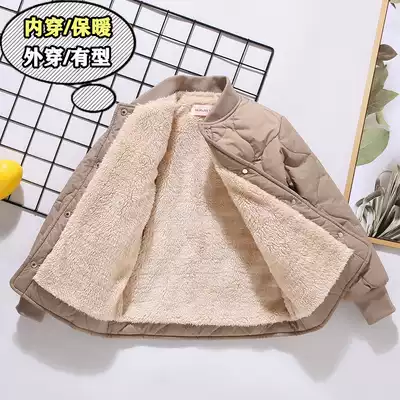 Children's down cotton liner plus velvet thickened male and female children's cotton-padded clothing small, medium and large children's baby winter warm cotton coat