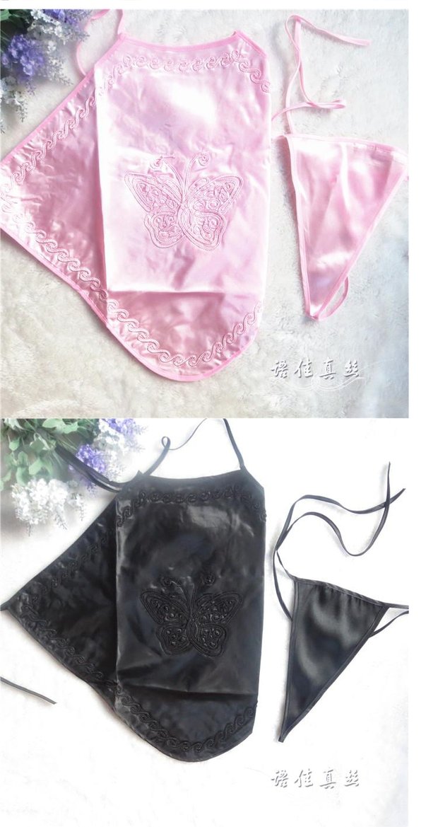 Tạp dề phụ nữ gợi cảm trang phục người lớn thời trang dễ thương với quần lót phù hợp với đồ ngủ đồ ngủ yếm phi lụa cực sexy