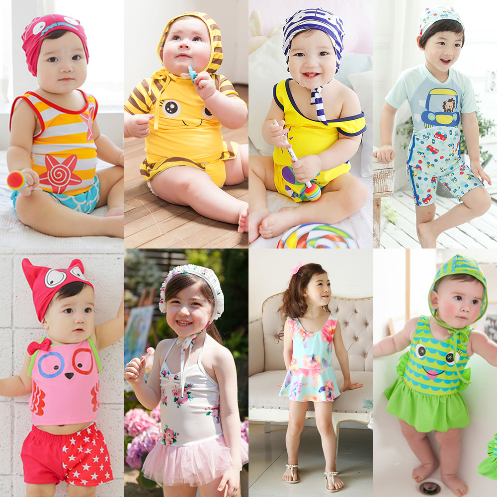 Korean edition baby swimsuit Boy and girl two-piece cute cartoon shape baby slim one-piece children's swimming suit