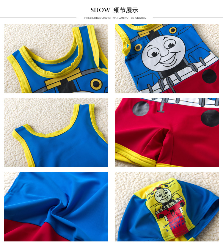 Đồ bơi cho bé trai Bé Baby Siamese Split Cartoon Boy Mũ bơi đồ bơi cho be gái 8 tuổi