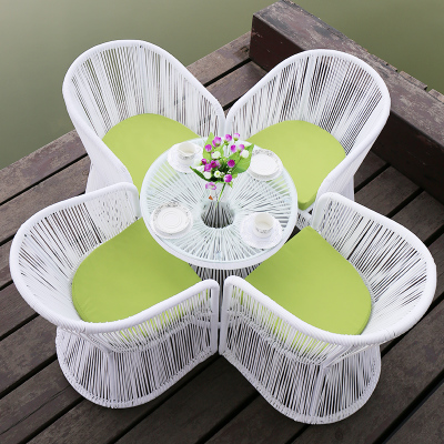 Outdoor balcony garden rattan table and chair outdoor garden cafe five-piece coffee table rattan chair combination leisure chair