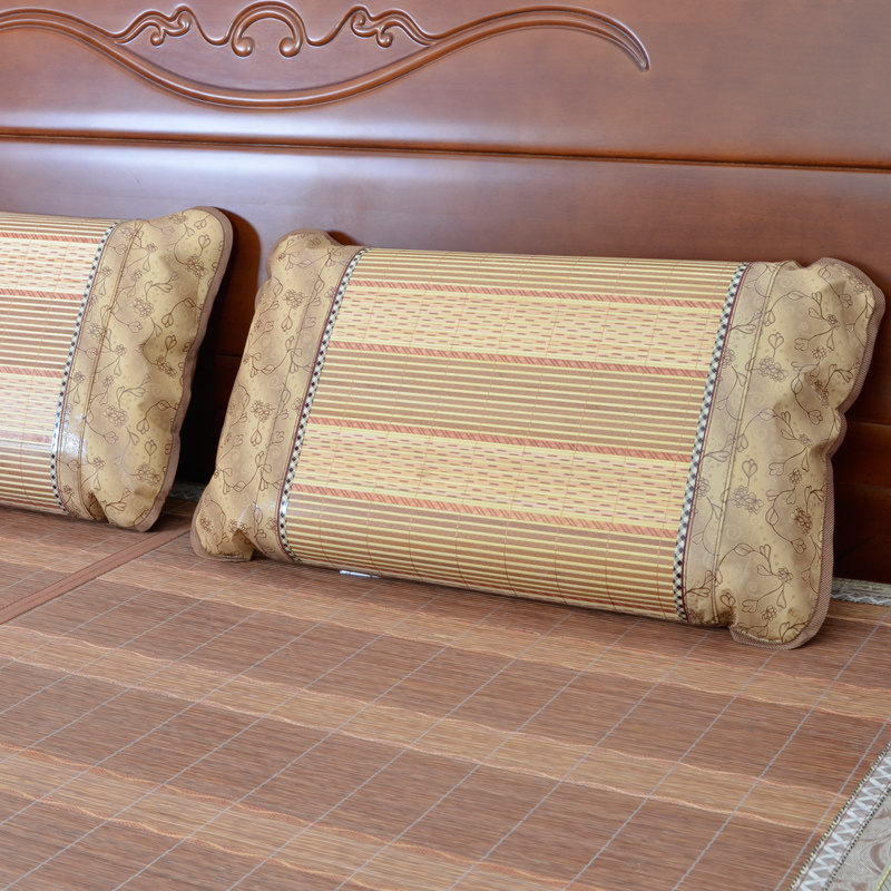 Summer pillowcase single ice silk rattan pillowcase 48x74cm summer bamboo mat pillow core leather student pair shot 2