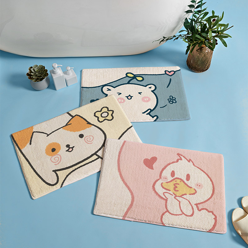 Cartoon absorbent floor mat powder room door household foot mat entry door mat toilet toilet carpet bathroom non-slip