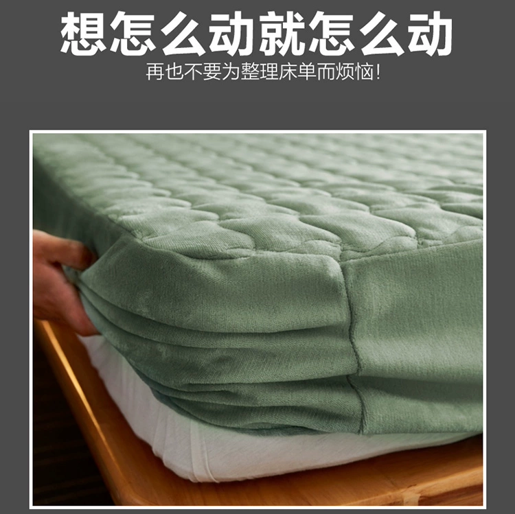 Coral Fitted nón dày bông bedspread chăn giường ấm áp và nhung chồn cashmere tiền giường vàng bìa trượt mùa đông - Trang bị Covers