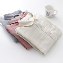 Double cotton yarn solid color white shirt Womens spring literature and art round neck cotton shirt loose and wild long-sleeved base shirt