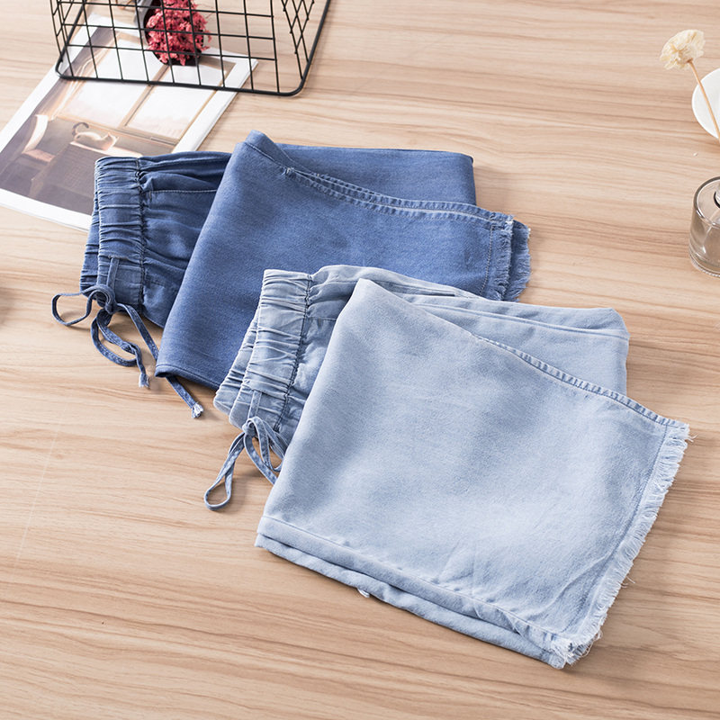 Sky Silk Jeans Woman Summer Thin long pants Han Fan loose Thin Foot with high waist and elastic broadlegged pants