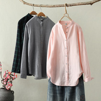 2022 Spring Dress New Small Fresh Pure Cotton Cotton Cotton Cotton Cotton Cotton Cotton Cotton Cotton Cotton Cotton Yarn Lined Womans ear Lace Standing Collar Long Sleeves Bottom Shirt