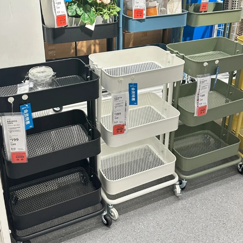 Yunjia Ikea-Style Small Cart Storage Rack Lasker Kitchen Snack Trolley Mobile Baby Product Storage Rack Yunjia Ikea-Style Small Cart Storage Rack Lasker Kitchen Snack Trolley Mobile Baby Product Storage Rack