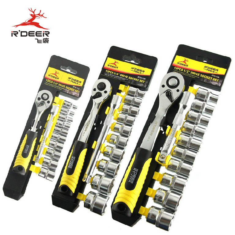 Flying deer hardware auto repair tool set chrome vanadium steel sleeve set 72 teeth fast ratchet socket wrench combination