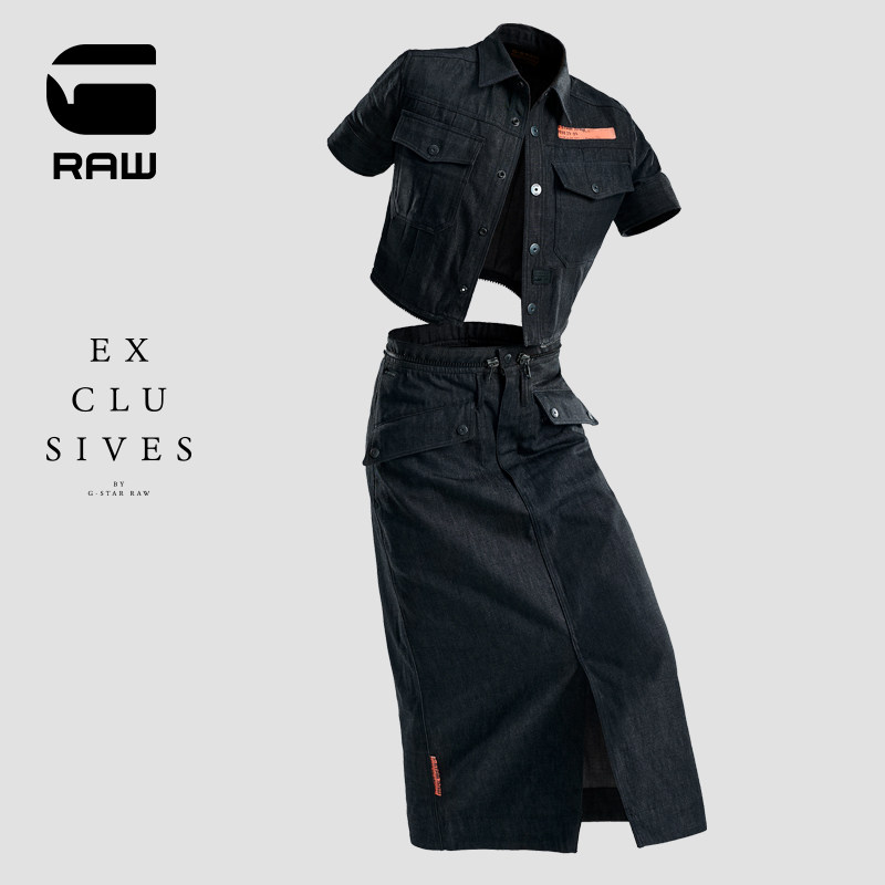 G-STAR RAW2021 Spring Summer Female Exclusive Detachable Long Edition Cowboy dress D19087