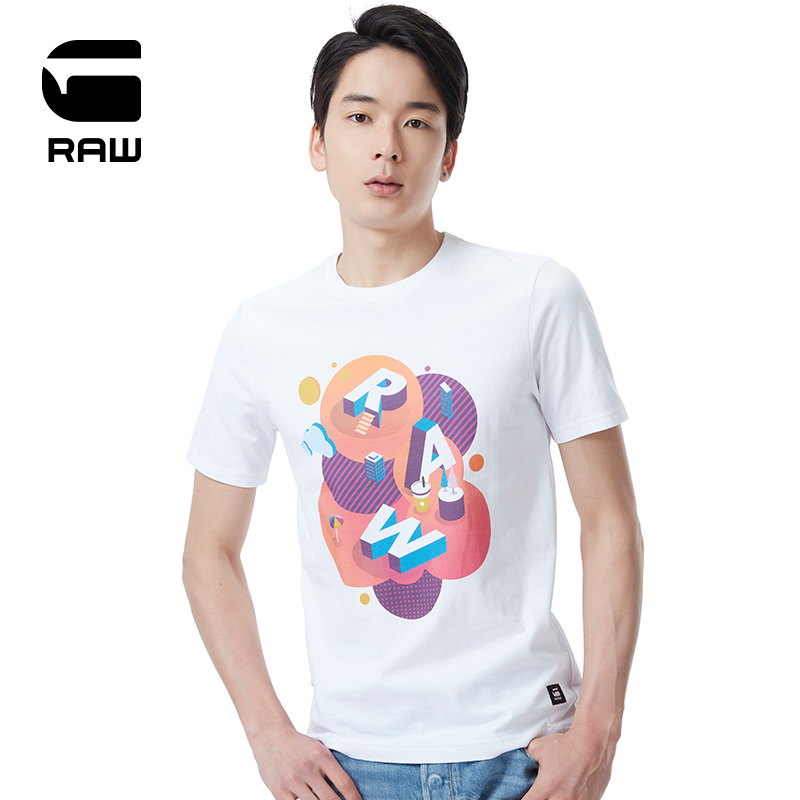 G-STAR RAW men's fashion avant-garde letter printed casual Ch graphic short sleeve T-shirt D16315