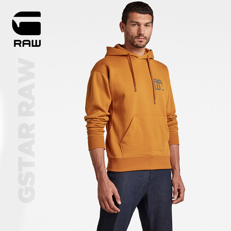 G-STAR RAW2021 year autumn winter even cap loose motion long sleeve men's thick T-shirt D20407