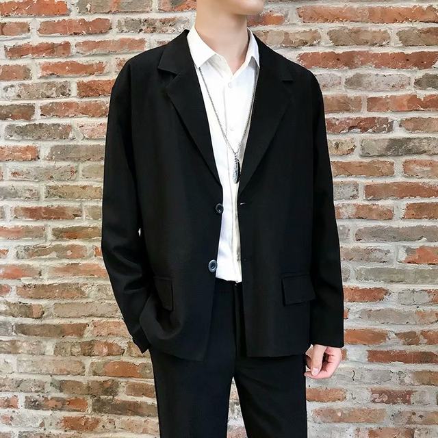 ins casual loose drape suit jacket men's Korean style trendy spring casual men's handsome small suit dk uniform