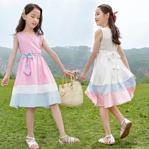 Net Red Girl summer dress dress long dress 10 years old foreign child child 12 girl Summer princess skirt chiffon