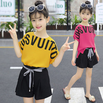 Girls summer Net red suit new 10-year-old girl Big Boy 12 foreign child 13 primary school students clothes shorts 15