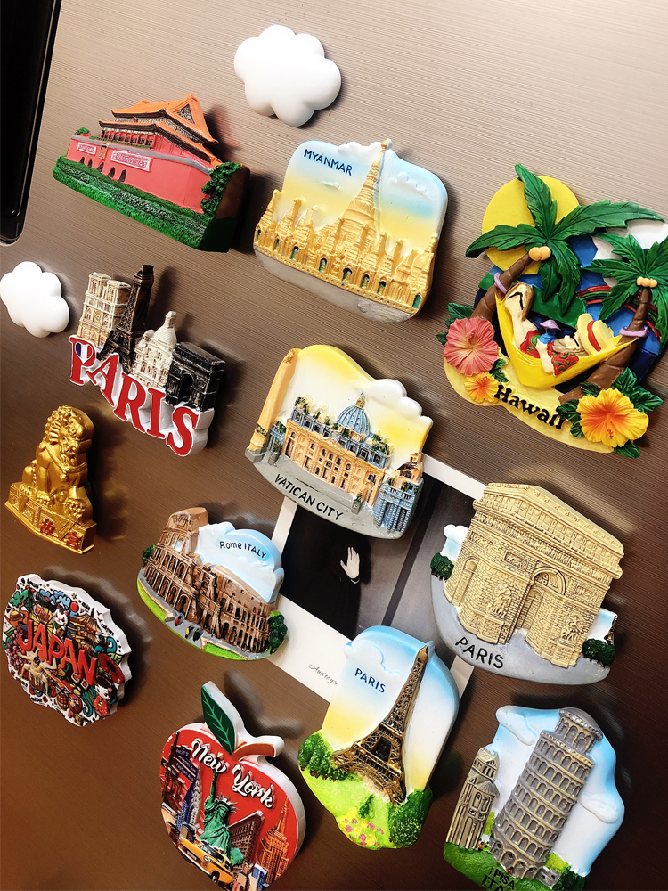 World scenic spots travel souvenir refrigerator stickers 3D three-dimensional message stickers Refrigerator door decoration stickers countries travel magnets