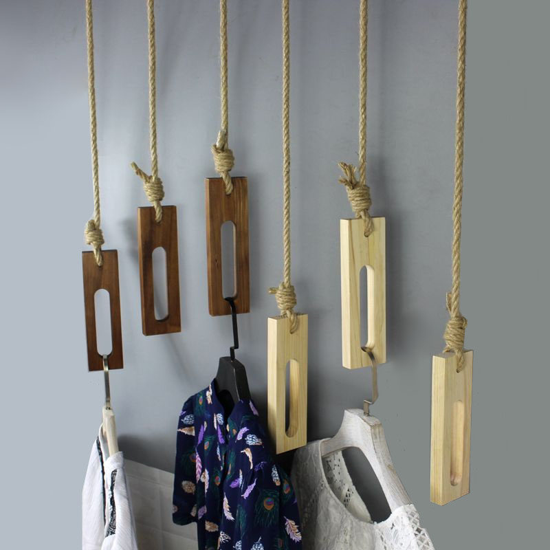 High Gear Shop Window Hanging Show Rack Clothing Store Hemp Rope Hanger Creativity Rings Clothes Rack Retro Clothing Hanger