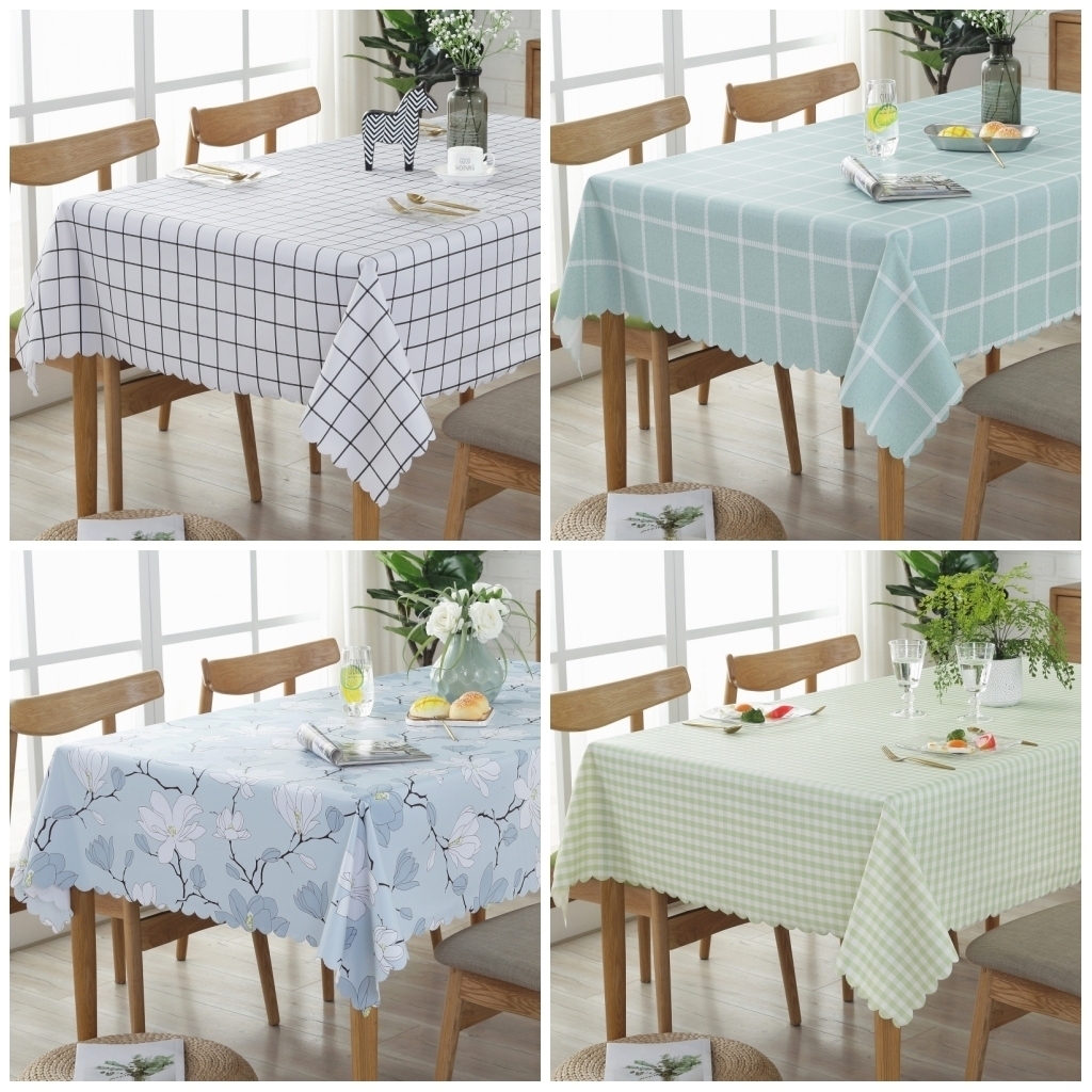PVC table cloth Water proof and anti-scalding Anti-scalding tablecloth Pastoral simple wash-in tablecloth Rectangular lattice coffee table table mat