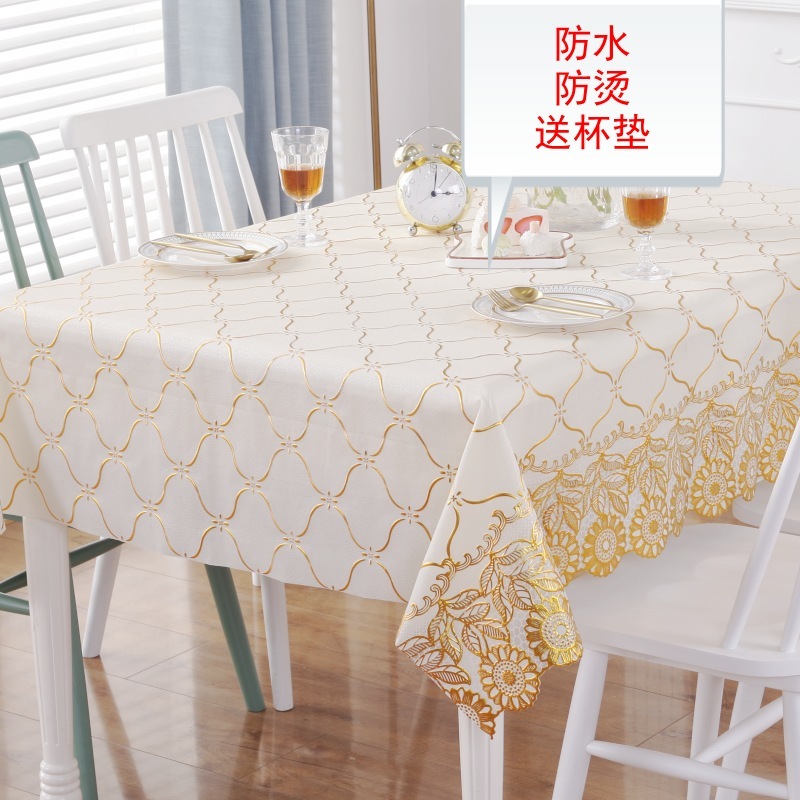 PVC plastic tablecloth waterproof and anti-scald and oil-proof table mat bronzing plastic disposable rectangular European-style coffee table tablecloth