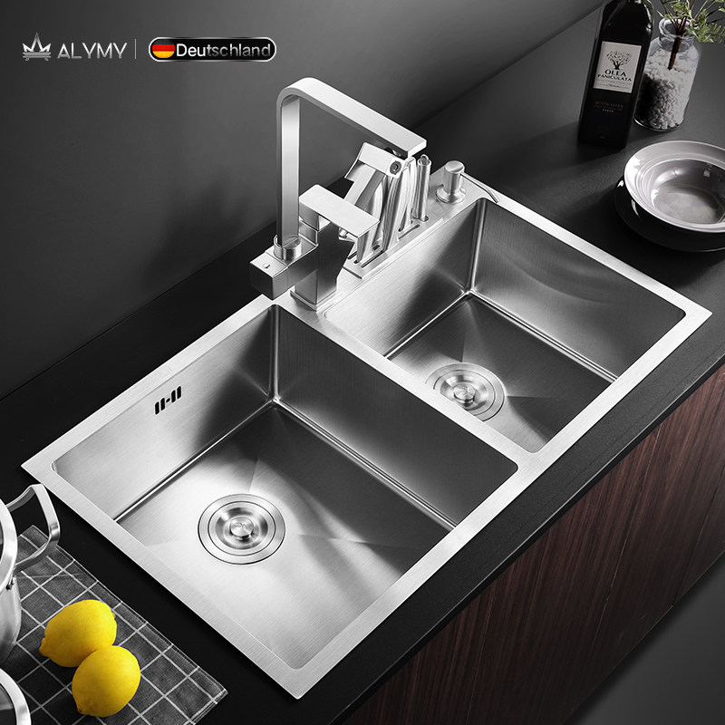 German dishwasher double sink kitchen handmade sink 304 stainless steel thickening pool dishwasher
