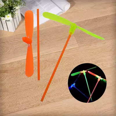 Luminous bamboo dragonfly hand rub glitter plastic flying leaves Colorful lights Flying fairy classic nostalgic toy