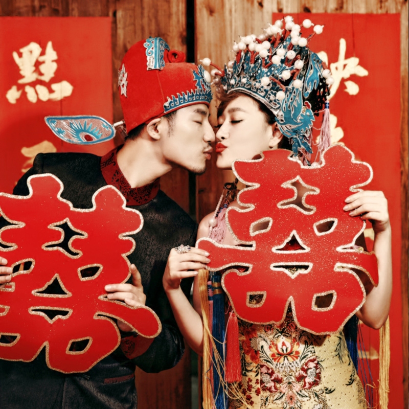 Wedding celebration supplies Creative Hi word door stickers Double Happiness large wedding room decoration Wedding decoration flannel door stickers