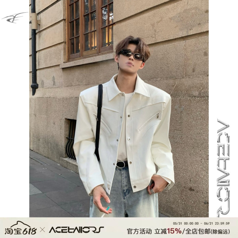 Ace's Original Niche Deconstructed Design Jacket, High-End, Cool and Handsome, American Retro Cleanfit Leather Jacket Ace's Original Niche Deconstructed Design Jacket, High-End, Cool and Handsome, American Retro Cleanfit Leather Jacket