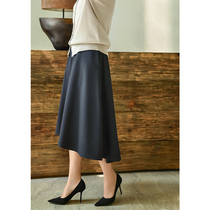 Walking like the water waves in the sun Xu autumn high waist thin A character Medium-length dress elegant skirt